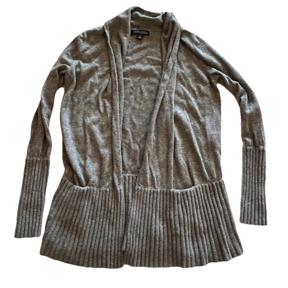 BANANA‎ REPUBLIC WOMEN CARDIGAN Size SMALL GRAY WOOL CASHMERE OPEN KNIT Sweater